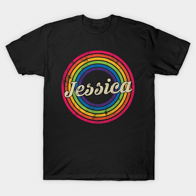 Jessica - Retro Rainbow Faded-Style T-Shirt by MaydenArt